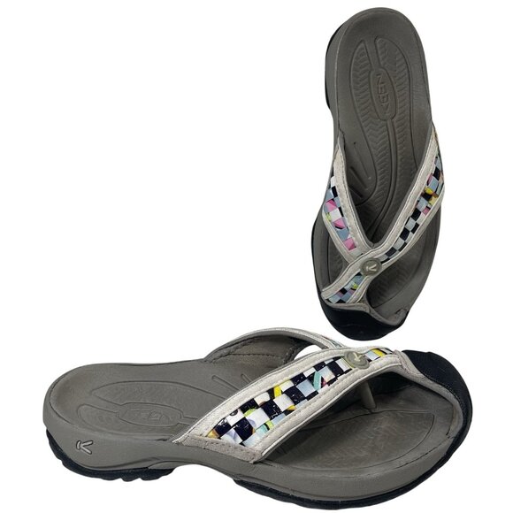 Keen Waimea H2 Sandals Womens 6.5 Gray Blue Slip On Closed Toe Thong Flip Flop - Picture 1 of 9